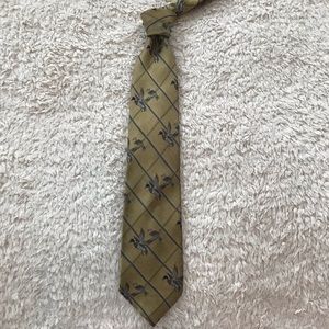Lands End Flying Duck Golden Silk Tie
